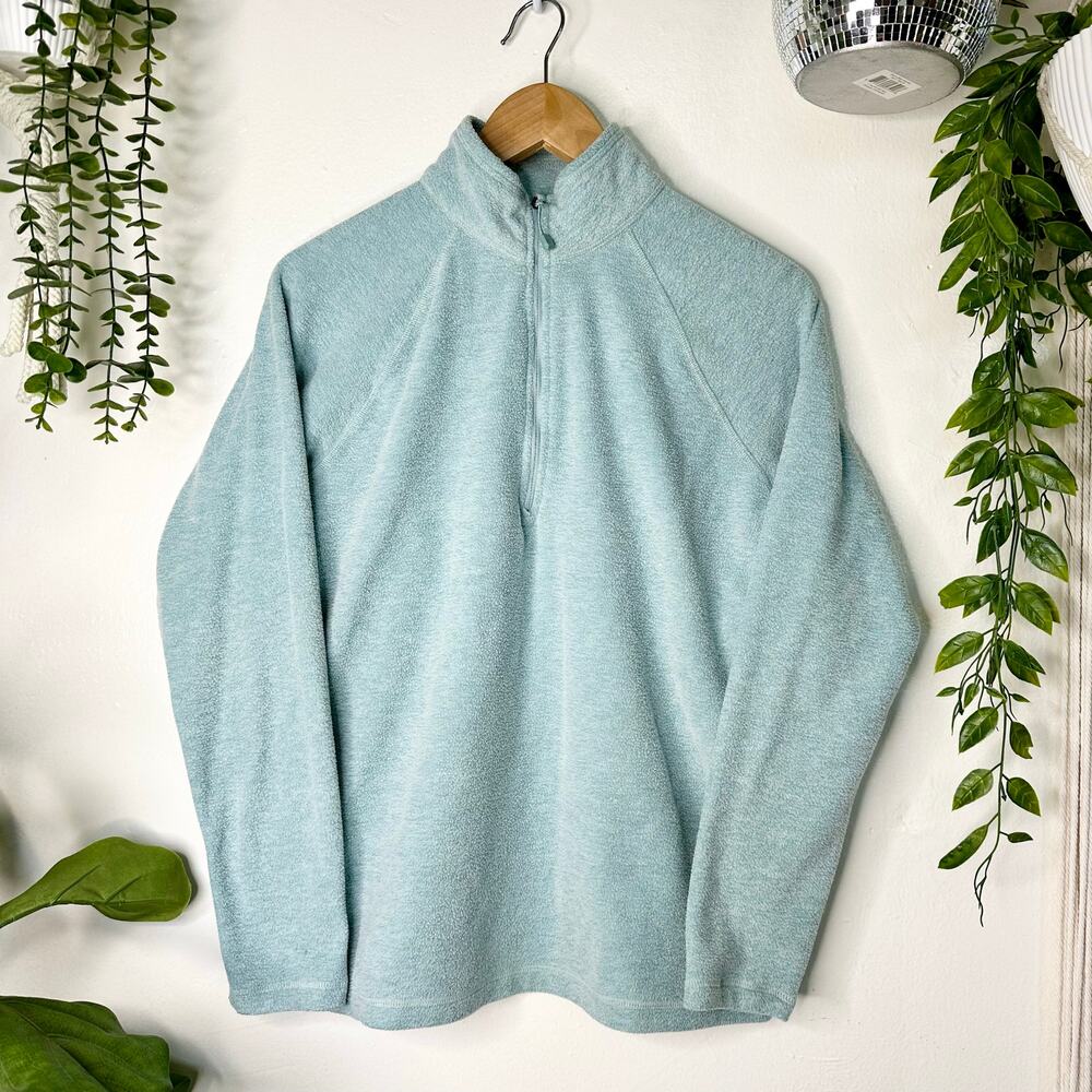 Eddie Bauer Cozy Pastel Teal Athleisure Gorpcore 1/4 Zip Pullover Fleece Sweater